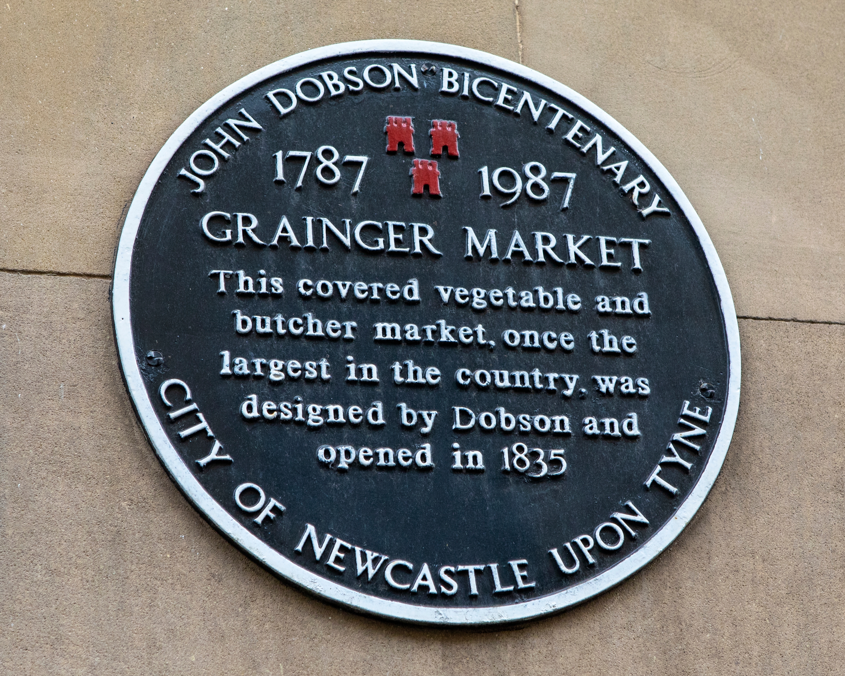 Heritage sign for Grainger Market, Newcastle-Upon-Tyne
