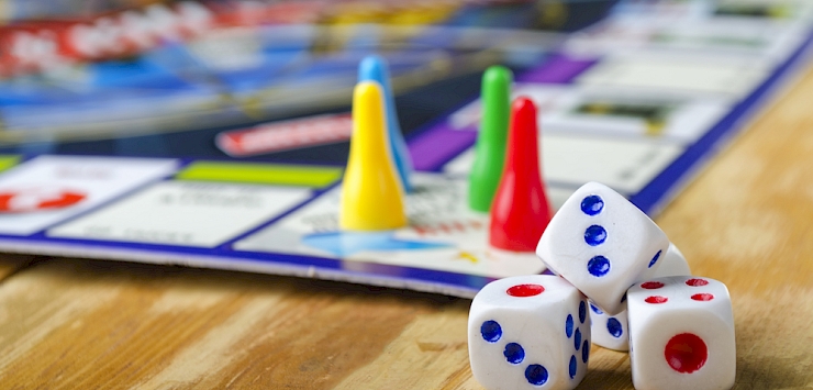 Games and dice on a table
