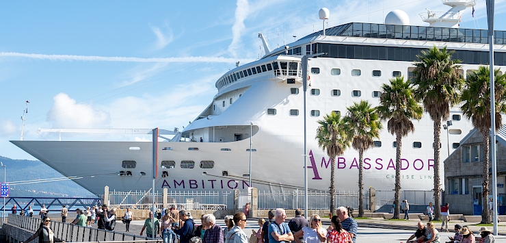 Ambition cruise ship in the port of Vigo, Spain